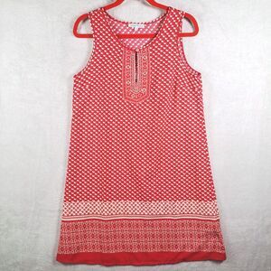 Claudia Richard Red Summer Sleeveless Tank Dress Medium Embroidered Boho Beach